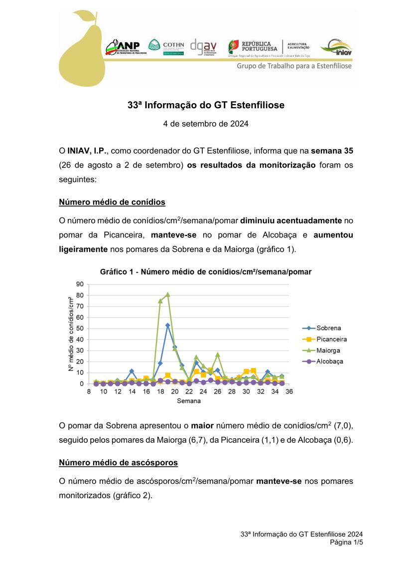 33ª Informação do GT Estenfiliose 2024