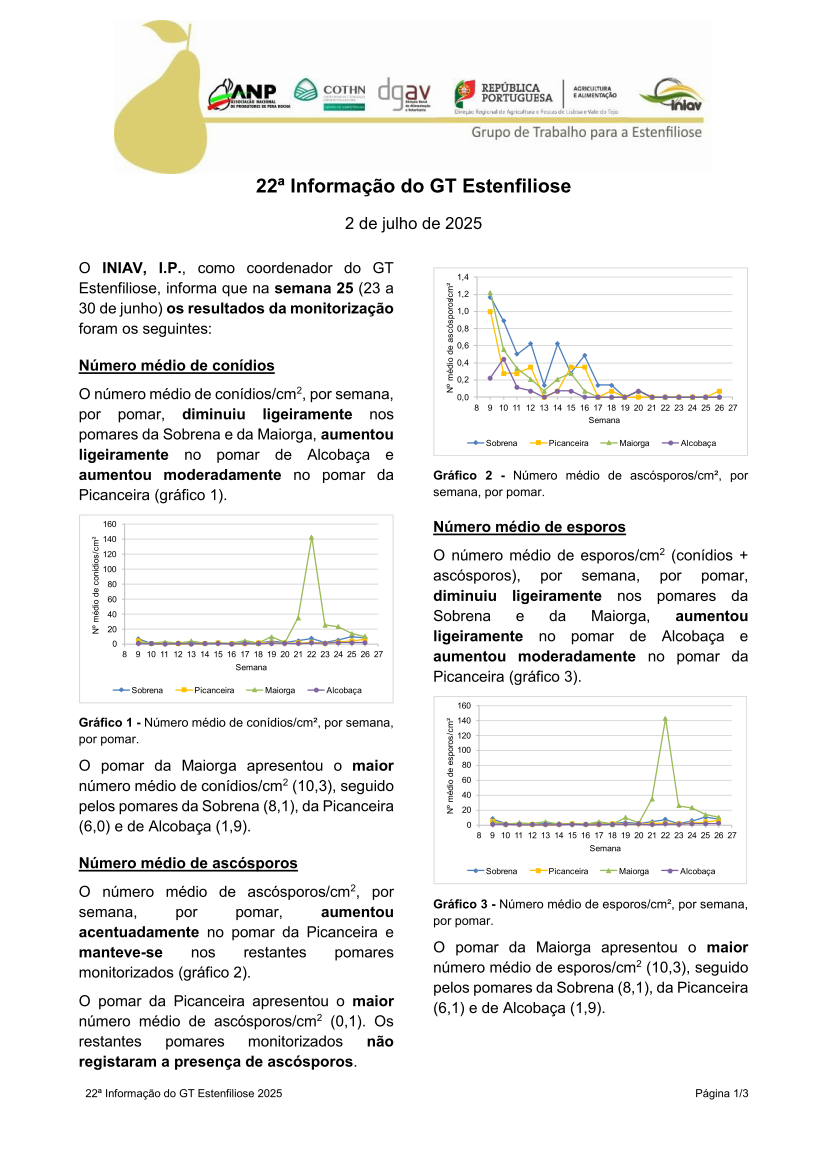 22ª Informação do GT Estenfiliose 2025