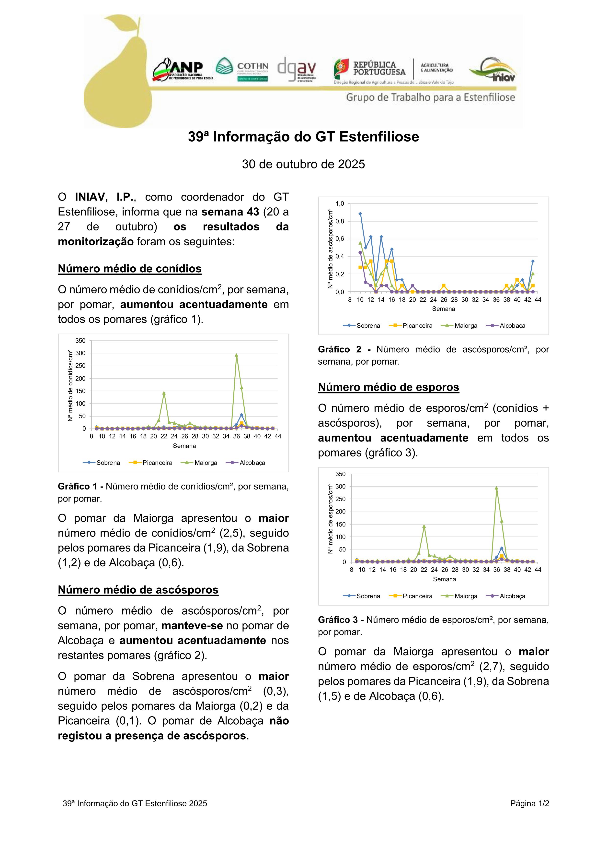39ª Informação do GT Estenfiliose 2025