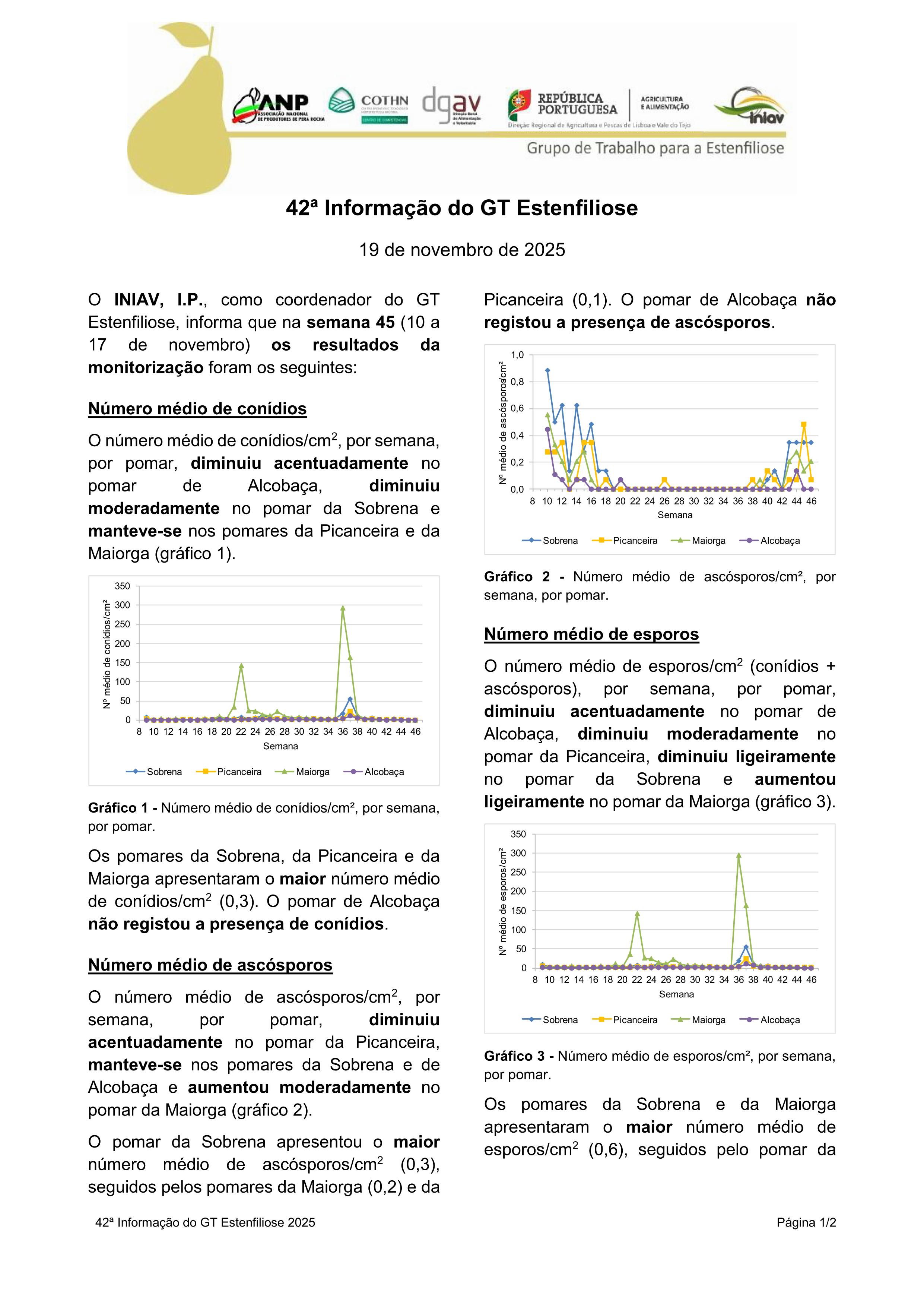 42ª Informação do GT Estenfiliose 2025