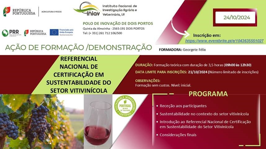 Acao de Formacao Demonstracao Referencial Nacional de Certificacao em Sustentabilidade do Setor Vitivinicola