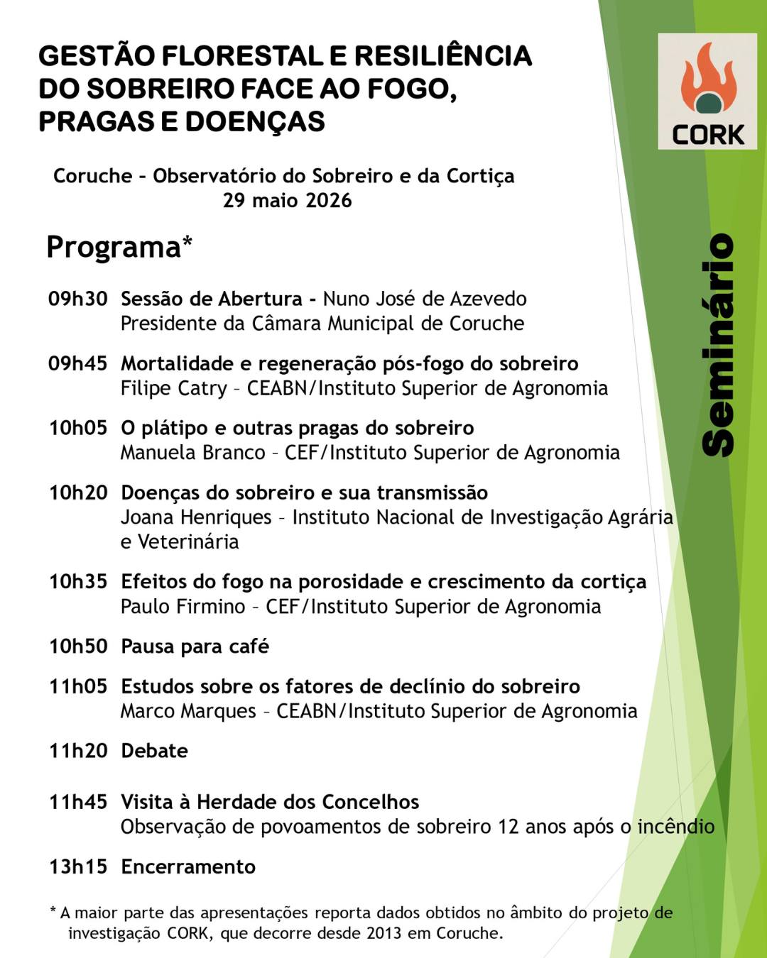 Seminário “Gestão Florestal e Resiliência do Sobreiro face ao fogo, pragas e doenças”