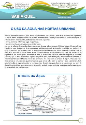 O Uso da Água nas Hortas Urbanas
