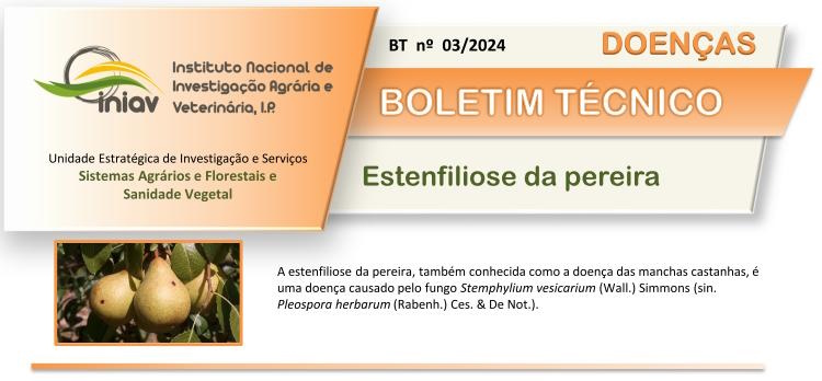 Boletim técnico atualizado sobre Estenfiliose da pereira (BT nº. 03/2024)