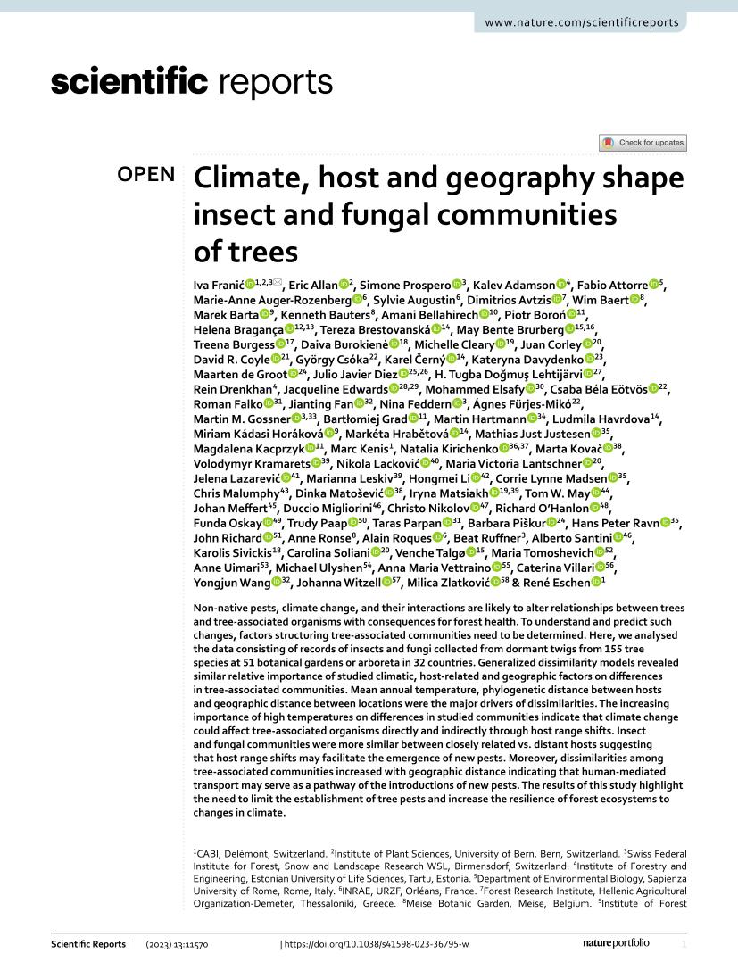 Climate host and geography shape insect and fungal communities of trees
