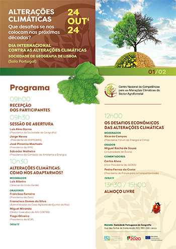 PROGRAMA - Conferência Alterações Climáticas: Que desafios se nos coloca nas próximas décadas” no dia 24 de outubro 2024