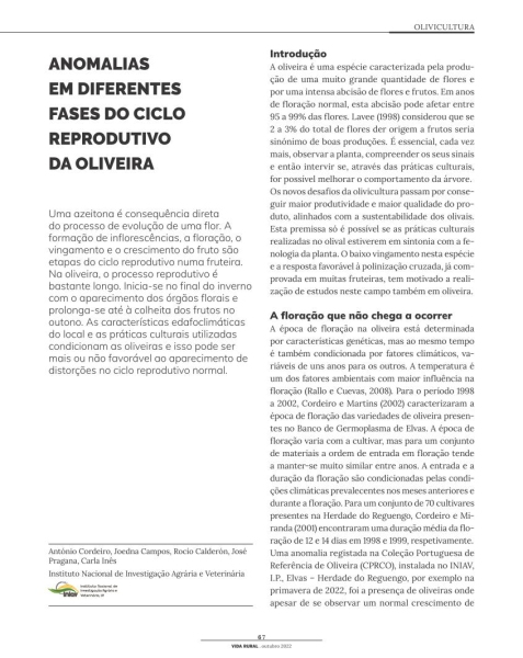 ANOMALIAS EM DIFERENTES FASES DO CICLO REPRODUTIVO DA OLIVEI ... Imagem 1