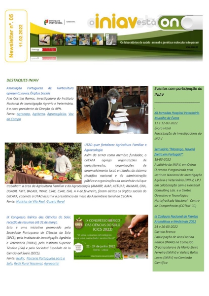 INIAV - Newsletter Semanal nº 05/2022 Imagem 1