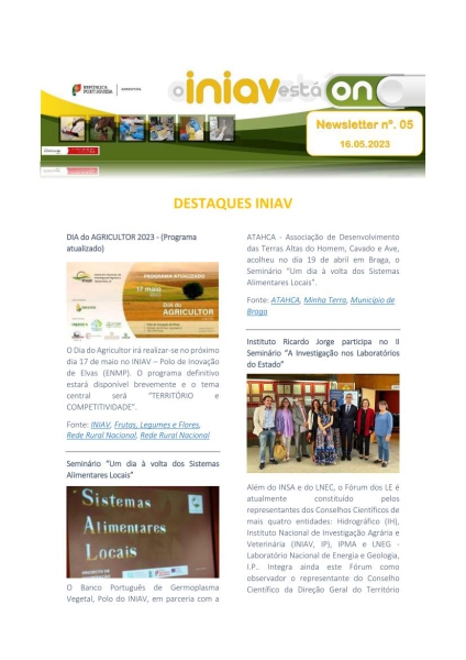 INIAV - Newsletter Semanal nº 05/2023 Imagem 1