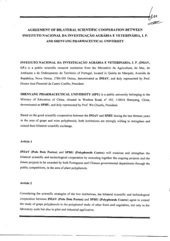 Acordo bilateral entre a Universidade Farmacêutica de Shenya ... Imagem 1