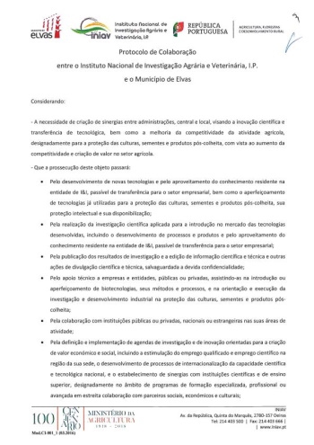 Protocolo de colaboração entre o INIAV, I.P. e o Municipio d ... Imagem 1