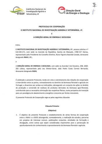 Protocolo de Cooperação entre o INIAV e a Direção-Geral de E ... Imagem 1