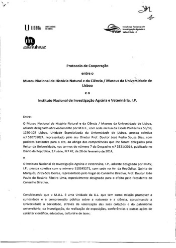 Protocolo de cooperação científica entre o INIAV,I.P. e o Mu ... Imagem 1
