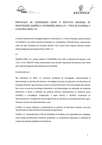 Protocolo de Colaboração entre o INIAV, I.P. (Polo de Alcoba ... Imagem 1