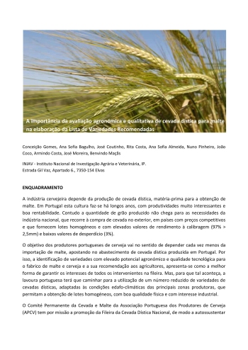 A importância da avaliação agronómica e qualitativa de ... Imagem 1