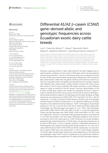 Differential A1/A2 β-casein (CSN2) gene-derived allelic and ... Imagem 1
