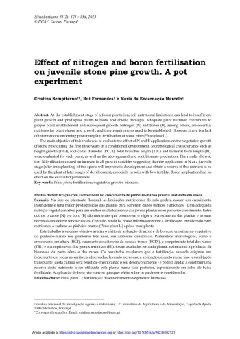 Effect of nitrogen and boron fertilisation on juvenile ... Imagem 1