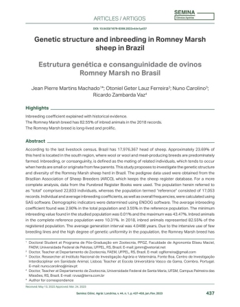 Genetic structure and inbreeding in Romney Marsh sheep in ... Imagem 1