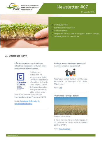 INIAV - Newsletter Externa nº 07/2025 Imagem 1