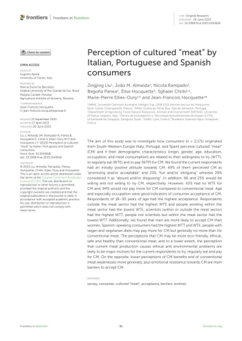 Perception of cultured “meat” by Italian, Portuguese and ... Imagem 1