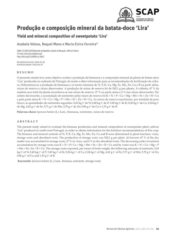 Produção e composição mineral da batata-doce ‘Lira’ Imagem 1