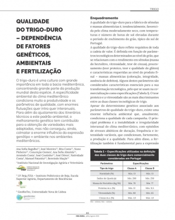 QUALIDADE DO TRIGO-DURO – DEPENDÊNCIA DE FATORES GENÉTICOS, ... Imagem 1