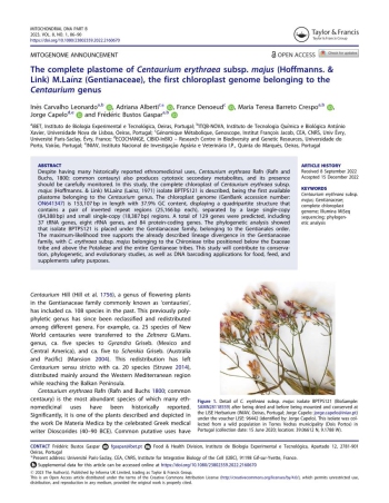 The complete plastome of Centaurium erythraea subsp. majus ... Imagem 1