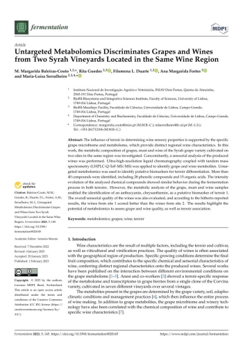 Untargeted Metabolomics Discriminates Grapes and Wines from ... Imagem 1