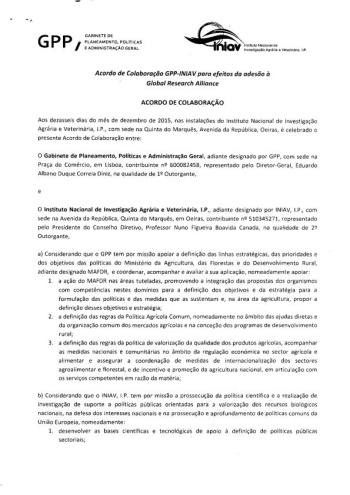 Protocolo que visa a participação de Portugal na GRA-Global ... Imagem 1