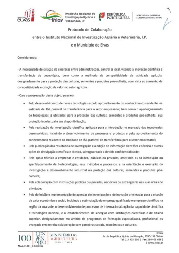 Protocolo de colaboração entre o INIAV, I.P. e o Municipio ... Imagem 1